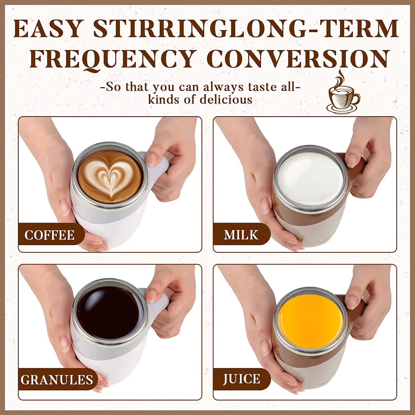 Automatic Mixing Cup Stirring Coffee Mug Electric Milk Mug Stainless Steel Mixing Magnetic Rotating Usb Charging Juice Water Cup