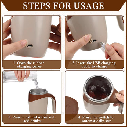 Automatic Mixing Cup Stirring Coffee Mug Electric Milk Mug Stainless Steel Mixing Magnetic Rotating Usb Charging Juice Water Cup